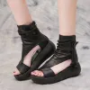 Sandalen Romeinse schoenen Dames Zomer Casual mode 2023 Nieuwe hoog top verhoogde wig hakken zacht leer dik zool vis mond sandalen