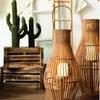 Mum tutucular yaratıcı vintage zemin lambası şık el yapımı bambu fener Çin el yardornament yapay elektrikli tutucu