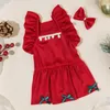 猫の衣装1セットペットドレスの服クリスマスドッグ弓ヘッドドレスプリンセス用品付きエレガントな赤いスカート