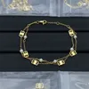 Bracelet coeur en or plaqué évider doubles chaînes bracelet de créateur bijoux pour femmes haut de gamme ne se fanant jamais bracelets personnalité zh186 E4