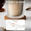 Verres à vin 2 pièces tasses à café en verre à Double paroi avec couvercles en Silicone tasses réutilisables de 12 OZ pour ou boissons froides voyage