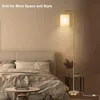 リビングルーム用のQIMHフロアランプ、モダンなLEDガラスシェード付きベッドルーム用のモダンなLEDレディングライト、トールゴールドインダストリアル3カラー調光柱ランプ