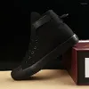 Stiefel Schöne Winterschuhe Männer High Top Sneakers Warme Pelz Leinwand Lässige Knöchel Schwarz Weiß Schuhe A1628