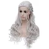 Parrucche sintetiche HAIRJOY Capelli sintetici Parrucche Daenerys Targaryen Argento Lunga intrecciata Costume Cosplay Parrucca Queen Lolita per donne 240328 240327