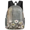 Mochila Retro planta flor blanca abstracta mujer hombre Mochilas escuela impermeable para estudiantes niños niñas bolsas para ordenador portátil Mochilas