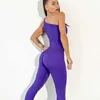 Kvinnors träningsduits Tracksuit Shoulder Solid Jumpsuit Workout Sleeveless Rompers Sportwear Gym Set 24318