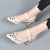 Robe chaussures bout pointu talons hauts femmes sandales sexy été creux 2024 marque marche femme pompes grosses zapatillas