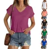 Women's T Shirts Fashion Casual Top Summer V-Neck T-Shirt With Dot Cap Sleeves Women Blouse 2024 Shirt For Y2k