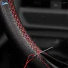 Steering Wheel Covers For I30 2024 Elantra Veloster Hand Stitched Car Interior Cover Perforated Leather Trim