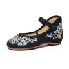 Flats Veowalk vintage broderie femme coton mary jane chaussures plates confortables dames ballerines de marche grande taille 10 11 bleu noir