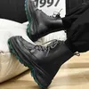 Boots Fashion Lace-up Mens Platform Casual High Top Ankle Men Chunky Streetwear Hip Hop Black Motorcycle Shoes