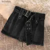 Damesshorts Trend A-lijn Denim halve rok Zomer Nieuwe effen kleur All-match hoge taille tas Hippe shorts Vintage mode Y2K Dameskleding S-XLC243128