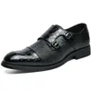 HBP Dedo do pé sem marca Plus Size 14 Moda Negócios Formal Couro Monk Strap Sapatos sociais masculinos