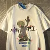 Marque de mode américaine hiphop rétro imprimé T-shirt Street Personnalité Men lâche décontracté harajuku surdimensionné haut 240315