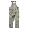 Pantaloni da uomo Salopette navale rossa Salopette militare vintage a spina di pesce Salopette da lavoro Abbigliamento ampio