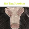 7cmx8cm Human Hair Toppers for Women Clip in Topper med 3D Air Bangs hårstycken för mild håravfall Volym täckning Grått hår 240314