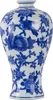 Vases 13 '' Pot en porcelaine blanche bleue Pot de jardinière Pot de décoration de maison Vase peint à la main imprimé Floral grandes décorations asiatiques