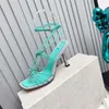 Dress Shoes Size 34-41 Est Summer For Women Genuine Leather High Heels Sandals Crystal Narrow Band Designer Sewing Sandalias