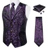 Gilet DiBanGu vittoriano da uomo viola gilet cravatta tasca quadrata gemelli set paisley gilet uomo abbigliamento abito gilet per affari