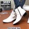 Boots Spring New Heels Brown Men Ankle Boots Pointed Zipper Men's Leather Boots Brand Chelsea Boots Man Plus Size 3947 botas de cuero