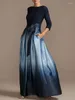 Skirts Yeezzi 2024 Women Fashion Gradient Color Tied Waist Elegant Long Spring Autumn Loose High Evening A-Line Skirt