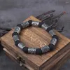 Bracelets à maillons en acier inoxydable pour hommes, perles de Runes, Rune Viking, breloque à la mode, boîte en bois