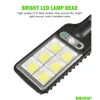 Solar Street Light Cob Led Wall Lamp Pir Motion Sensor Waterproof Outdoor Garden Lights Remote Control Drop Delivery Lighting Renewabl Dhew6