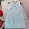 Casual Dresses 2024 Spring Arrive Sequins Women Tank Dress Round Neck Hollow Out Sleeveless Beading Mini