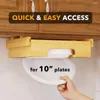 Kitchen Storage Bamboo Disposable Paper Plate Organiser Cake Dispenser Cabinet Shelf Holder