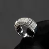 Anel de prata 925 com configuração micro pave de joias personalizadas com anel de casamento de diamante moissanite masculino