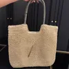 Borsa per la spesa in tessuto di rafia estiva di design, lettere di moda, borse a tracolla in paglia intrecciata con tasche vuote di grande capacità