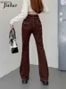 Dżinsy damskie jielur retro high talia dżinsy kobiety Koreańskie jesień nowe preski Y2K High Street Brown Pants żeńskie bukle chłodne spodni S-xlc24318