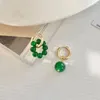 Hoop Earrings Solid Color Sweet Party Green Bead Temperament Lady Women Ear Buckle Alloy Korean Jewelry Accessories