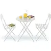 Camp Furniture LISM Alpine Corporation 3-teiliges Bistro-Set für den Innen- und Außenbereich, Klapptisch und Stühle, Terrassensitzplätze, weiß