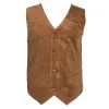 Vesten suede herenpak vest steampunk retro vest mouwloze jas westerse denim vest vneck 4 knopen vesten voor mannelijk