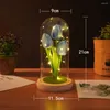 Dekorativa blommor Sweethome Tulip Gift Night Light Födelsedag för kvinnor Barn med konstgjorda blommaglasskyddsdekoration