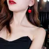 Stud Earrings Acrylic Red Cherry Ladies Temperament Korea Girl Heart Cute Super Fairy Long