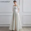 Vita satin bröllopsklänningar för brud formell elegant puffhylsa kväll gäst lång fest sommarklänning kvinnor formell vestidos240318