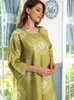 Etniska kläder Ramadan 2024 Party Dress for Women Muslim Abaya Beading Diamond Dubai Arabic Kaftans Robes Musulman Flowers Dresses Eid