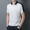 夏のアイスシルクショートポロポロカジュアルハーフスリーブシャツの汎用性の高いトップの男性用服のTシャツの男性