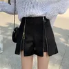 Women's Shorts Autumn Winter Black Women 2024 Slim Faux Wool Short Pants Korean Ladies Sexy Office Wear High Waist Star Zipper