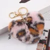 moda muticolors modello leopardo peluche soffice portachiavi a forma di cuore imita i ciondoli per borsa con ciondolo portachiavi amore in pelliccia di coniglio