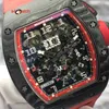 Kolekcja zegarków RM Crystal Watch RM011-FM Mens Watch NTPT Materiał z włókna węglowego pusta chronograf mechaniczny typ