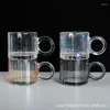 Muggar Light Luxury Style Instagram Large Ear Glass Cup värmebeständig muggkaffe med handtag Cirkulärt ringvatten Simple