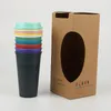 5st Color Changing Coffee Cup Återanvändbar Water Cup PP Kaffemugg Tumbler Färg Byt värmeaktiverad vattenkopp med lock 240327
