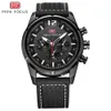 men's Watchjapanese Movementcalendar Night Light Waterproofleather Strapfake Three Eye 0005G