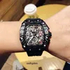 Richa Luxury Watch Mens 기계식 밀스 비즈니스 레저 R50-03 자동 검은 색 탄소 섬유 테이프 트렌드 스위스 운동 손목 시계