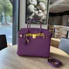 Tote Bags Genuine Leather Bk Habdbags Sea Anemone Purple Lychee Patterned Platinum Bag Leather Handbag Large Capacity Top Layer Cowhide Comm have logo HBZCLW