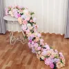 Top 2M Upscale White Rose Hydrangea Artificial Flower Row Wedding Party Backdrop Table Centerpiece Decoration Arch Road Cited Floral ZZ