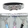 Belts Shimmering Heart&Butterfly Buckle Waist Belt Full Sequins For Rock Fan